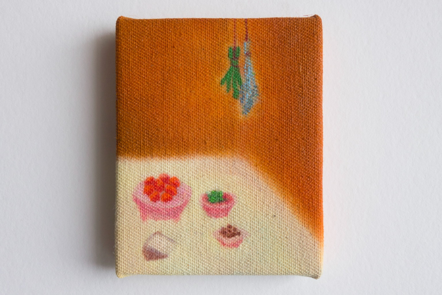 Sophie Varin, Still life / light brown, oil on canvas, 7 × 6 cm.